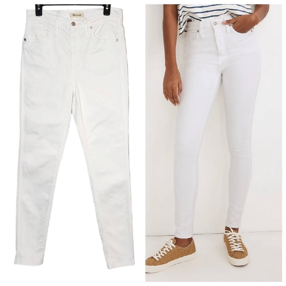 Madewell 10" High-Rise Skinny Jeans‎ in Pure White. Women's size 30.